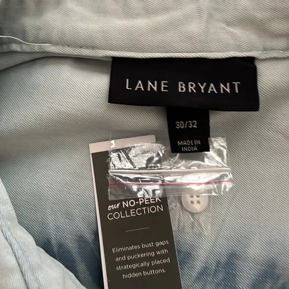 Lane Bryant Denim-look Tie-Dye Blouse | 30/32 - Picture 6 of 12